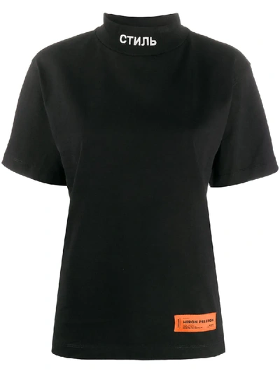 Heron Preston Mock Collar Cotton Jersey T-shirt In Black