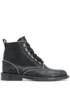 ZADIG & VOLTAIRE STUDDED LACE-UP LEATHER BOOTS