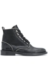 Zadig & Voltaire Studded Lace-up Leather Boots In Black