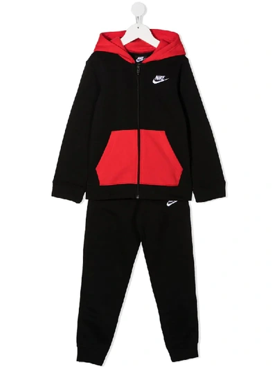 Nike Kids' Colour-block Tracksuit Set In Black