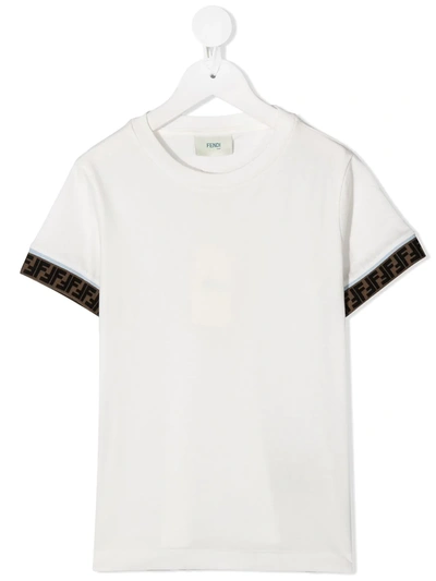 Fendi Kids' Logo Cotton Jersey T-shirt In White