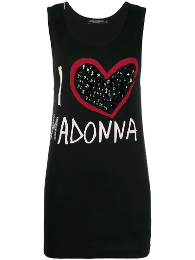 Pre-owned Dolce & Gabbana Madonna Print Tank Top In Black