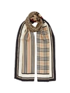 Burberry Monogram, Icon Stripe And Check Print Silk Scarf In Neutrals