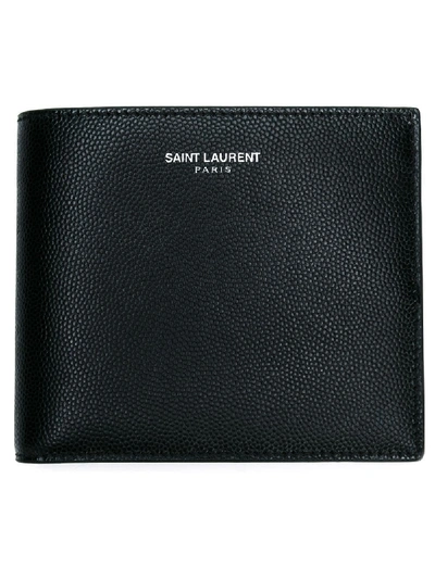 Saint Laurent Pebble-grain Leather Billfold Wallet In Blue