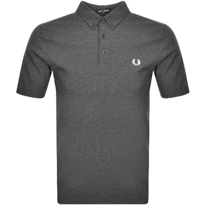 Fred Perry Button Down Polo In Dark Gray-grey