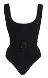 Hunza G One-piece Swimsuit With Tortoiseshell Ring Detailing In Black
