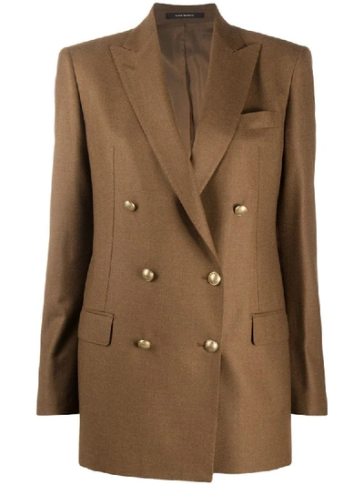 Tagliatore Double-breasted Fitted Jacket In Brown