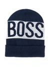 HUGO BOSS CONTRAST-LOGO KNIT BEANIE