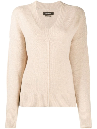 Isabel Marant Cashmere-mix V-neck Knit Jumper In Neutrals