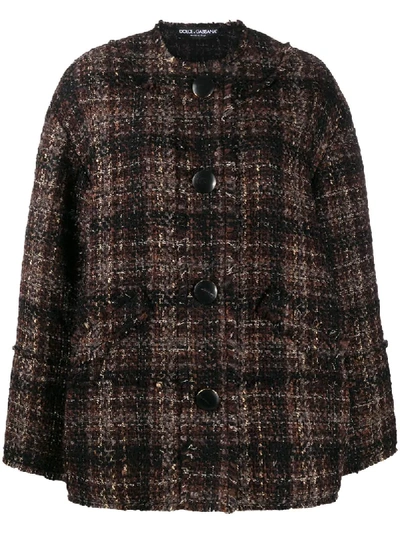 Dolce & Gabbana Boucle Tweed Jacket In Brown