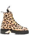 Off-white Cheetah-print Combat Boots In Neutrals