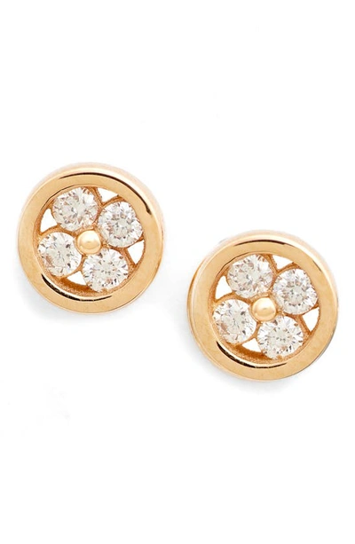 Dana Rebecca Designs Styra Reese Diamond Quatrefoil Stud Earrings In Yellow Gold/ Diamond