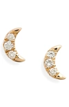 DANA REBECCA DESIGNS DANA REBECCA MINI CRESCENT MOON DIAMOND STUD EARRINGS,E4240