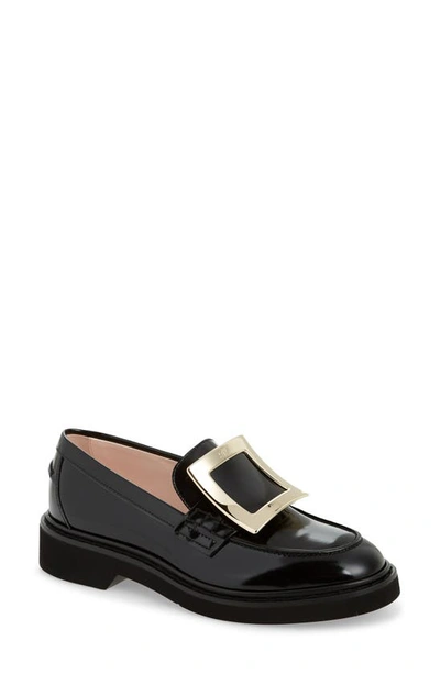 Roger Vivier Viv Ranger Embellished Patent-leather Loafers In Nero