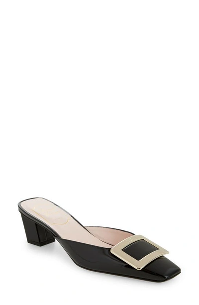 Roger Vivier Belle Vivier Buckled Patent-leather Mules In Black