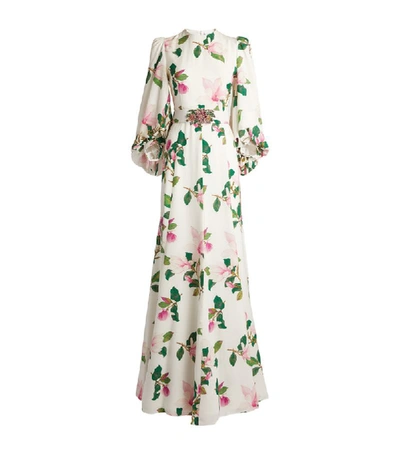 Andrew Gn Floral Belted Gown