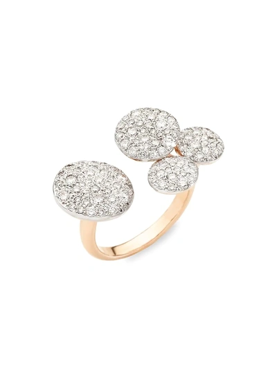Pomellato 18k Rose Gold Sabbia Diamond Pave Disc Cuff Ring