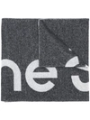 Acne Studios Grey And White Toronty Logo Scarf In Black