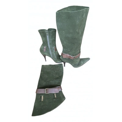 Pre-owned Dolce & Gabbana Green Suede Boots