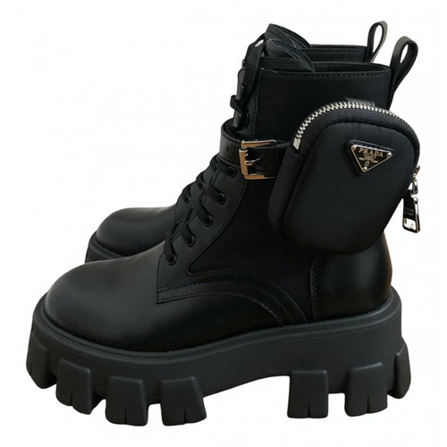prada block heel combat boot