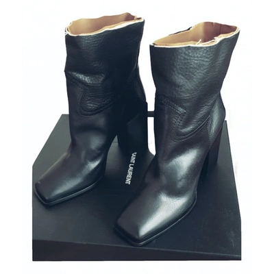 Pre-owned Saint Laurent Black Leather Ankle Boots