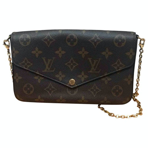 Pre-Owned Louis Vuitton Félicie Brown Cloth Clutch Bag | ModeSens