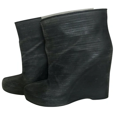 Pre-owned Maison Margiela Leather Ankle Boots In Black