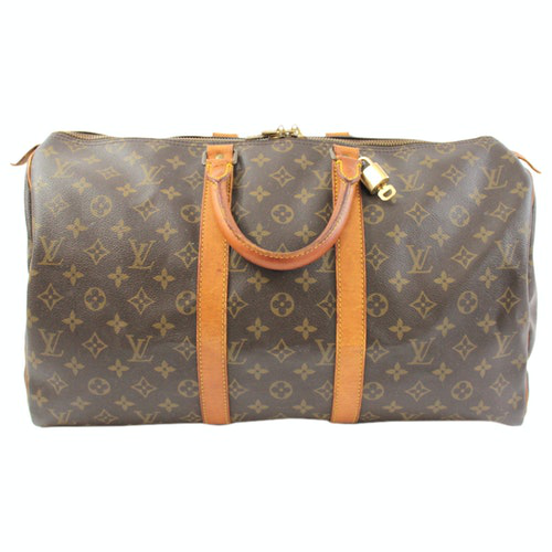 Pre-Owned Louis Vuitton Keepall Brown Cloth Travel Bag | ModeSens