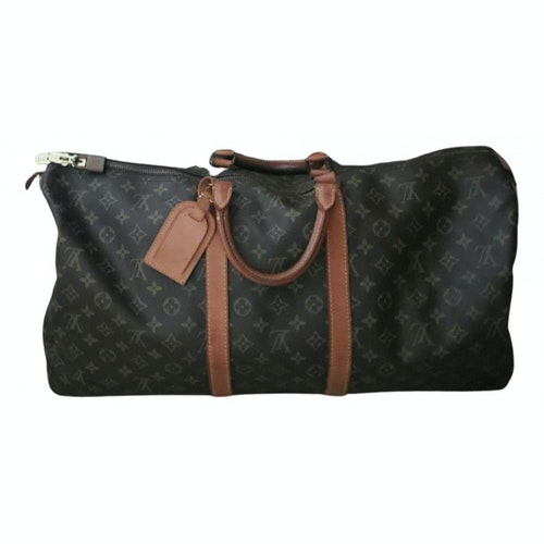 Pre-Owned Louis Vuitton Keepall Brown Cloth Travel Bag | ModeSens
