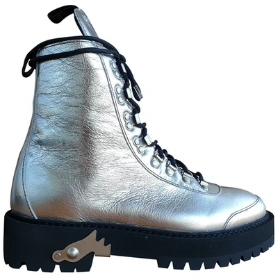 Pre-owned Off-white Silver Leather Boots