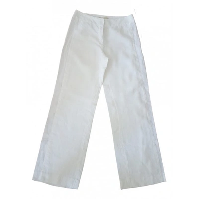 Pre-owned Max Mara White Linen Trousers