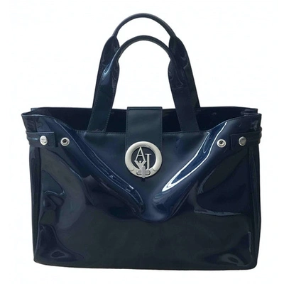 Pre-owned Armani Jeans Blue Patent Leather Travel Bag