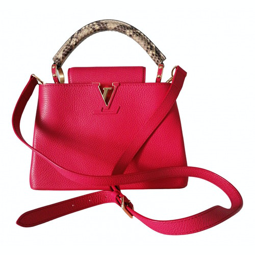 Pre-Owned Louis Vuitton Capucines Pink Leather Handbag | ModeSens