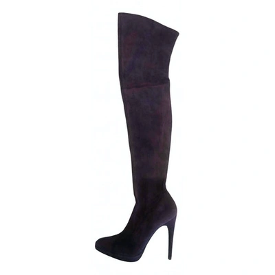 Pre-owned Casadei Purple Suede Boots