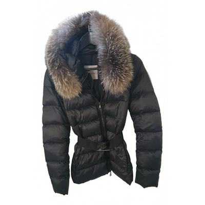 Pre-owned Moncler Fur Hood Black Coat