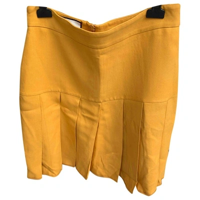 Pre-owned Gucci Yellow Silk Skirt