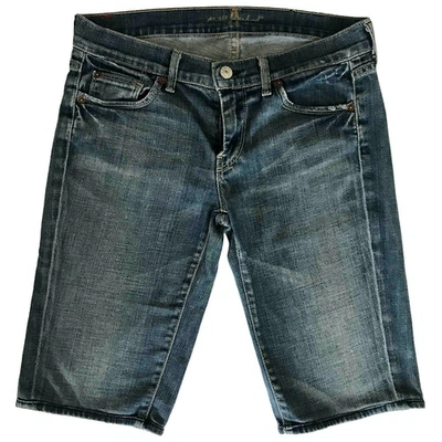 Pre-owned 7 For All Mankind Blue Cotton - Elasthane Shorts