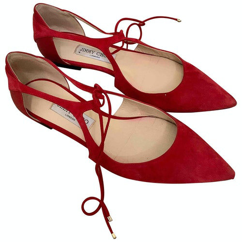red jimmy choo flats