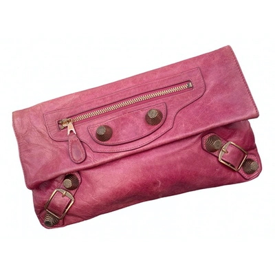 Pre-owned Balenciaga Envelop Pink Leather Clutch Bag