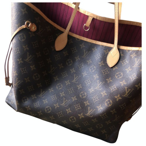 Pre-Owned Louis Vuitton Neverfull Brown Cloth Handbag | ModeSens