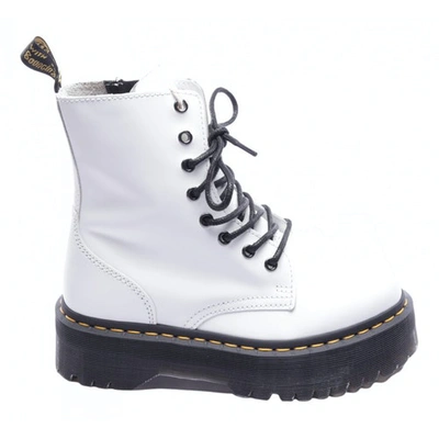 Pre-owned Dr. Martens' White Leather Ankle Boots