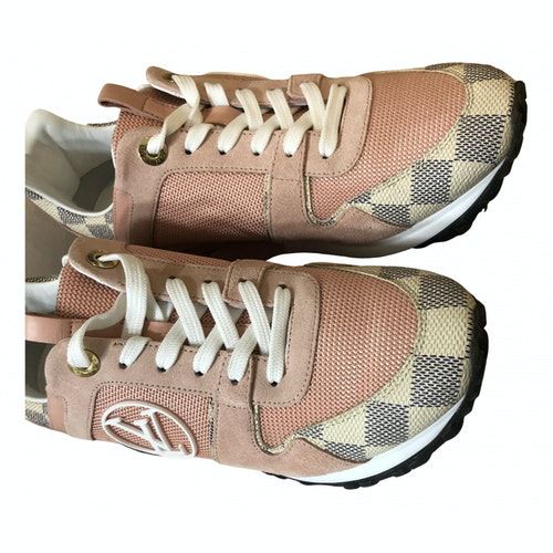 Pre-Owned Louis Vuitton Run Away Pink Cloth Trainers | ModeSens