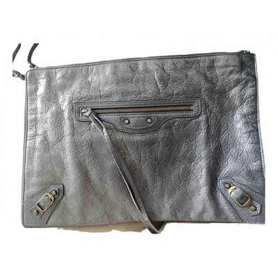 Pre-owned Balenciaga Navy Leather Clutch Bag