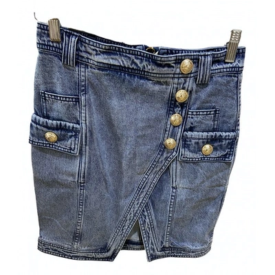 Pre-owned Balmain Blue Denim - Jeans Skirt