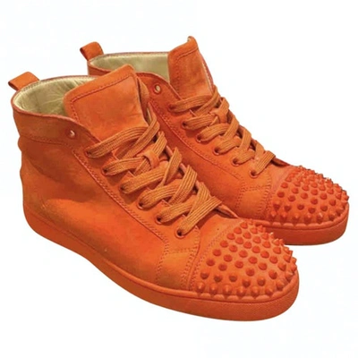 Pre-owned Christian Louboutin Louis Orange Suede Trainers