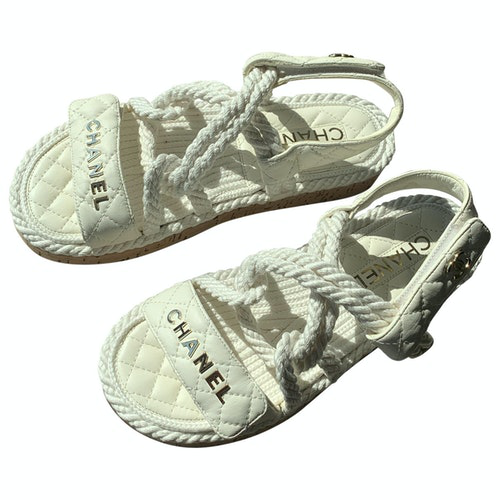 chanel white sandals coco beach 2020