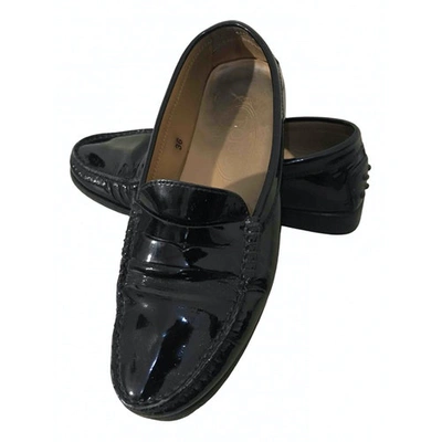 Pre-owned Tod's Gommino Leather Flats In Black