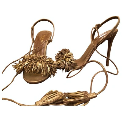 Pre-owned Aquazzura Wild Thing Leather Sandals In Gold