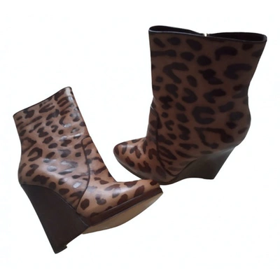 Pre-owned Casadei Brown Leather Ankle Boots