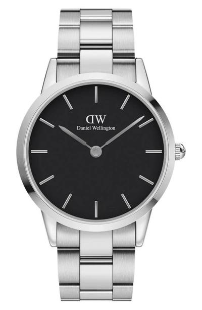 Daniel Wellington Iconic Bracelet Watch, 40mm In Silver/ Black